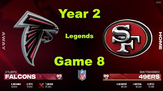 Madden NFL 25 Legends Falcons VS 49ers Year 2 Game 8 [upl. by Zzahc377]