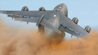 US Gigantic C17 Plane Takes Off at Full Throttle in Middle of the Desert [upl. by Aicelef700]