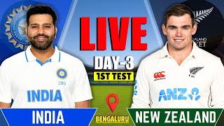 India vs New Zealand 1st Test Day 3  IND vs NZ Live Match  Live Cricket Match Today [upl. by Nauqyaj]