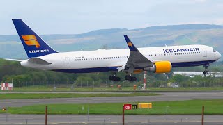 4K Icelandair Boeing 767300ER Landing amp Takeoff at Glasgow Airport 2023 [upl. by Hughmanick210]