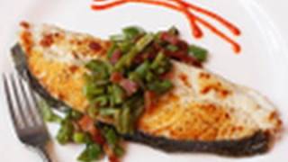 Food Wishes Recipes  Halibut with Bacon and Roma Beans  How to Make Halibut with Bacon Roma Bean Relish [upl. by Dranik]