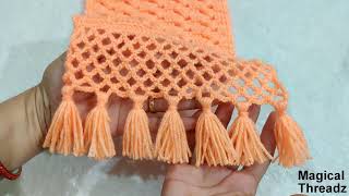 Crochet Fringe for Muffler  Scarf  Shawl Fringe  Crochet Jaal Fringe  Muffler Tassels [upl. by Nevla]