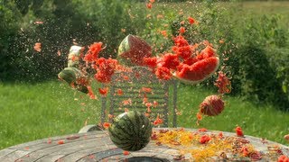 Rubber bands vs Water Melon  The Slow Mo Guys [upl. by Aday595]