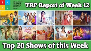 BARC TRP Report of Week 12  Top 20 Shows of this Week [upl. by Durr]