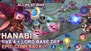 Allies All Dead  Hanabi 1 vs 4  Lord Base Def  EPIC COMEBACK  MLBB  SOLO RANK [upl. by Phare]