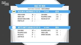 Gedling amp Sherwood CC 1st XI v Notts Unity Casuals CC 1st XI [upl. by Neliak]