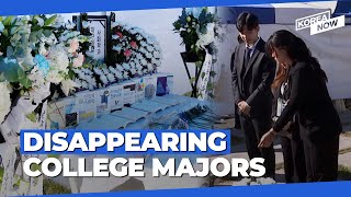 Korean university students hold funeral ahead of department closure [upl. by Nahgem]