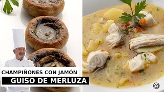 CHAMPIÑONES a la plancha con jamón  GUISO de MERLUZA  Cocina Abierta de Karlos Arguiñano [upl. by Senior376]