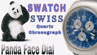 SWATCH Irony Chronograph Panda Face Blur DialWATCH REVIEWPRICE [upl. by Ced475]