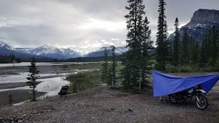 How I Set Up a Motorcycle Tarp Shelter in the Wild  DR650 Alaska Motorcycle Camping Trip [upl. by Calvina723]