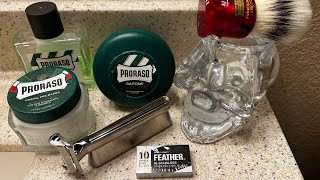 1st useOneBlade Genesis Razor amp Feather Blade Proraso Green amp Simpson Chubby 2 [upl. by Irwin]