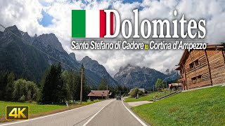 Scenic drive through the Dolomites Mountains Italy Driving from Santo Stefano di Cadore to Cortina [upl. by Oluap]