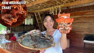 I made a Raw Marinated Crabs for the firsttime  Buttered Seafoods quotKuratsaquot from freshmarket Bohol [upl. by Imiaj521]