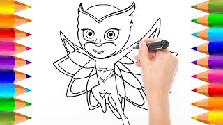 Cómo dibujar a Owlette de PJ Masks  Dibujos para niños [upl. by Doownyl550]