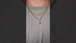 🔥 Gold Chain Pairing 14k Miami Cuban Link amp 14k Wheat Chain w Green Tourmaline Pendant shorts [upl. by Dyann]