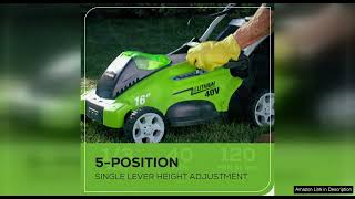 Greenworks 40V 16quot Cordless Push Lawn Mower 75 Compatible Tools 40Ah Battery Review [upl. by Norby776]