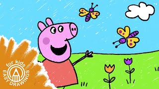 Zeichnen und Ausmalen  how to draw Peppa Pig peppapig howtodraw flowers butterfly [upl. by Zedecrem52]