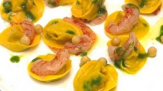 Pasta fresca TORTELLI ai CECI fatti a mano con gamberiuChefTV [upl. by Corneille40]