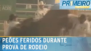 Campeão de rodeio tem traumatismo craniano ao ser atingido por touro  Primeiro Impacto 030924 [upl. by Mcgurn]