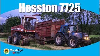 Hesston 7725 Still Going Strong Deutz Agrotron 120 mowing with a JD 1365 [upl. by Henriette]