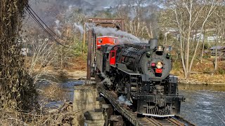 GSMR Tuckasegee River Excursion Chase 111922 Crossing of the Tuckasegee [upl. by Esinehc485]