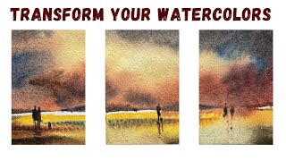 Transform Your Watercolours  Atmospheric Sunset Painting [upl. by Charteris]