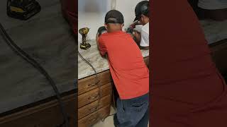 Drilling faucet hole into granite [upl. by Goulden]