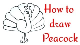 How to Draw a Peacock Step by Step in easy Method Drawing for Children Toddlers Learning [upl. by Carena791]