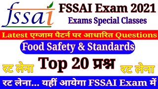 FSSAI Exam 2021 Food Safety amp Standards Related Top 20 Questions  Important MCQ For FSSAI Exam [upl. by Sueddaht]