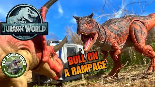 CARNOTAURUS on a Rampage Jurassic World Toy Movie jurassicworld toys dinosaur [upl. by Jodee]