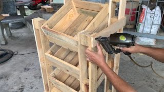 Unique Ideas from Wooden Pallets  Wooden Pallet Shelves 3 Tier Fruit and Vegetable Trays [upl. by Nna]