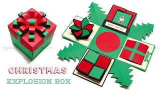 Christmas Explosion Box Tutorial  HỘP QUÀ GIÁNG SINH BẤT NGỜ Hướng dẫn  NGOC VANG Handmade [upl. by Ecnaret866]