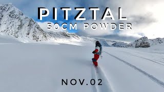 Pitztaler Gletscher 奥地利最高冰川滑雪场，50厘米新雪后。。。Powder Freeride 单板滑雪，粉雪狂欢 [upl. by Rriocard257]