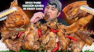 PORK amp CHICKEN ADOBO SA SWEET SODA MUKBANG PORK LIEMPO AND CHICKEN THIGH PINOY MUKBANG [upl. by Waxman840]