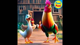 El Gallo y la pata cantan en la granja 🦆🐓 Canción infantil para niños 🦆🐓 PuniPuni niños infantil [upl. by Atiseret947]