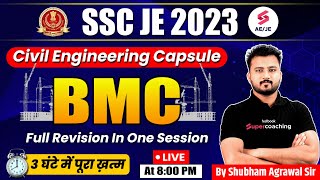 SSC JE Civil Engineering 2023  BMC Marathon Class  Civil Engineering Capsule  By Shubham Agrawal [upl. by Arymat]