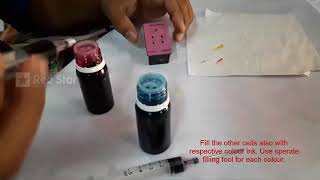 How to refill HP colour ink cartridge with parrot refill kit [upl. by Waddle]