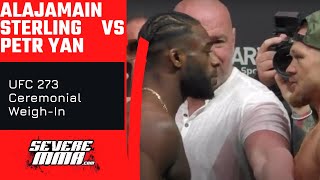 Aljamain Sterling vs Petr Yan UFC 273 Ceremonial Weigh Ins [upl. by Robbyn428]