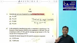 CA INTER COST amp MANAGEMENT ACCOUNTING SEP 24 EXAM PAPER REVIEW WITH DETAILED MCQ SOLUTIONS [upl. by Eilla]