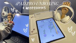 2022 iPad Pro Unboxing 129”  Accessories 🎧 ASMR [upl. by Ahsaekal822]