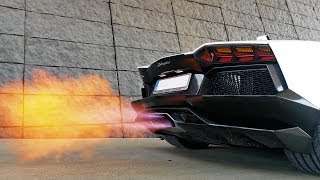 Flamethrower Aventador  Epic V12 revs [upl. by Fitton]