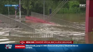 Inondations en Belgique À Liège la pluie sest arrêtée et ne devrait pas reprendre de la journée [upl. by Neerom]