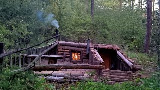 Construction of a dugoutshelter in the winter forest Part 12 [upl. by Apthorp]