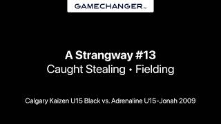 A Strangway Caught Runner Stealing vs Adrenaline U15 Jonah 2009 [upl. by Lasky]