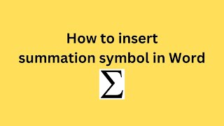 How to insert summation symbol in Word [upl. by Ainecey]