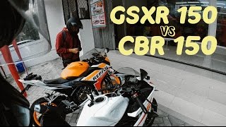 GSXR 150 VS CBR 150R  REVIEW Motovlog pertama [upl. by Snevets]