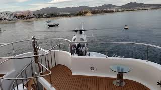 Private Yacht helicopter landing in Cabo San Lucas anchorage [upl. by Ellehctim771]