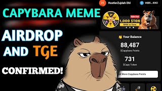 Capybara Meme Airdrop Date Out  Listing And TGE Soon  Capybara Meme Price Prediction [upl. by Evanthe196]