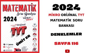 MİKRO TYT SORU BANKASI DENKLEMLER  Syf 116 umiter55 yks2024 [upl. by Kitrak]