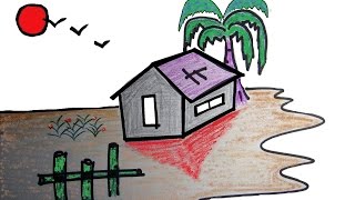 How to draw a scenery for kids [upl. by Filide367]